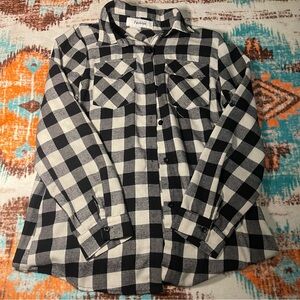 Southern Girl Fashion Black and White Plaid Button Down Shirt